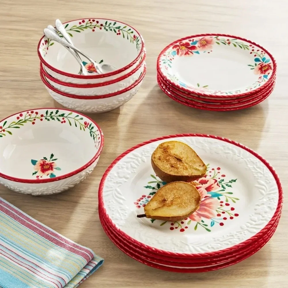 The Pioneer Woman Merry Meadow red holiday Dinnerware Set
